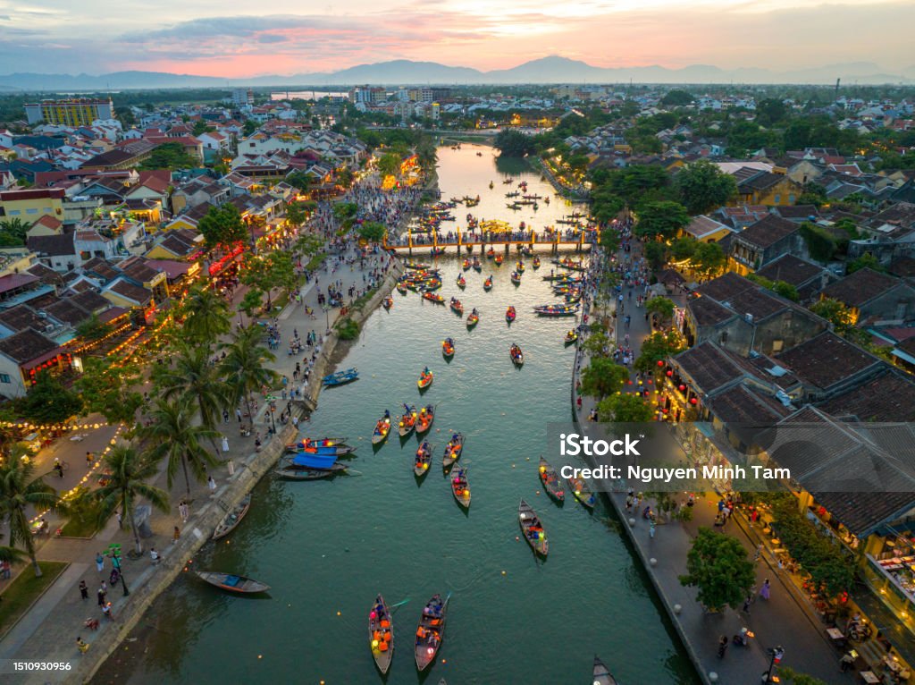 Hoi An Ancient Town And Thu Bon River At Sunset, Quang Nam Province